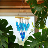 H&D HYALINE & DORA 23" Blue Glass Sea Wind Chimes - Handcrafted Fish Wind Chimes for Outside, Beach Party & Wedding Decor