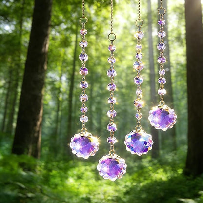 Window Sun Catcher Hanging - Glass Prism Rainbow Maker with Crystal Bead Chain, Suncatcher for Windows, Colorful Light Reflector Decor for Home Bedroom Balcony Garden