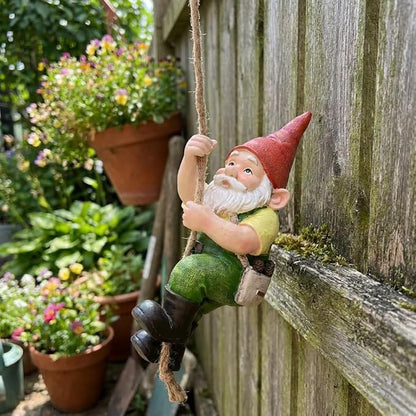 TERESA'S COLLECTIONS Garden Outdoor Decor,Hanging Gnomes Garden Decor,Climbing Gnomes Statue，Waterproof Resin Garden Statue, Garden Gift, Indoor/Outdoor,7.9"