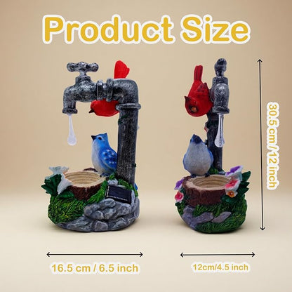 Solar Cardinal Birds Statue with Bird Feeder, 12″ Resin Garden Decor Color Changing Fountain Figurine Light Outdoor Waterproof, Bird Ornaments for Yard Patio Porch, Home Decor Easter Mom Gifts