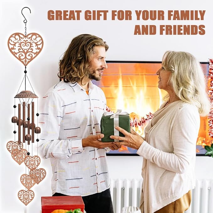 OLYCRAFT Heart Metal Wind Chimes Outdoors Wind Chime Sympathy Memorial Windchime Iron Windchime Memorial Presents Hanging Windbell for Patio Backyard Home Garden Pendant Decoration - 30 Inch