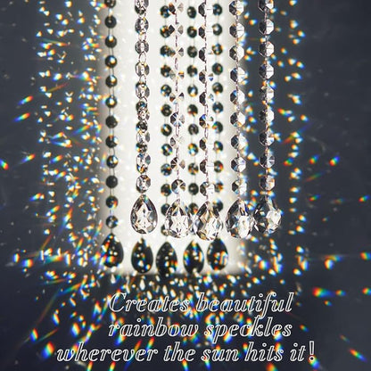 KANPURA 1ft Clear Crystal Bauhinia Prism Beads Strands for Chandelier Garland Gem Octagon Bead Chains Hanging Decorations for Christmas Winter Party Centerpiece(10 Pack)