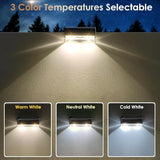 Solar Fence Lights Outdoor - 3000/4000/6000K 3 Mode, IP65 Waterproof Fence Lights Solar Powered, Dusk to Dawn Solar Light for Outside, Backyard/Step/Patio/Deck/Stair Railings and Wall (8 pack)