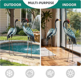 Extra-Large 45.3" Crane Decor, Handcrafted Metal Heron Lawn Sculptures with Stable U-Ground Stakes, Backyard Decoration, Metal Garden Bird Animal Yard Art, Lawn Ornament