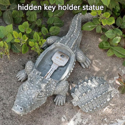 Hide A Key Outside Crocodile Key Hiders, Animal Spare Key Hider Hidden Key Holder Small Alligator Statue for Garden Outdoor Indoor or Yard