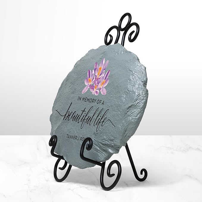 Let's Make Memories Personalized Memorial Garden Stone - Beautiful Life - Sympathy - Condolences