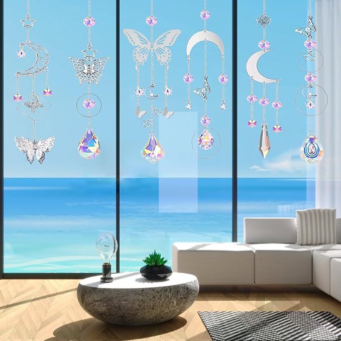 Lyukii 300 Pcs DIY Suncatchers Making Kits Craft for Adults Crystal Suncatchers for Window Hanging Sun Catcher with Chain Rainbow Maker Crystal Prisms Decor for Home Garden Party Wedding Ornament