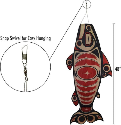 In the Breeze 5120 — Salmon Totem Fish Windsock-Hanging Outdoor Decoration, 48"