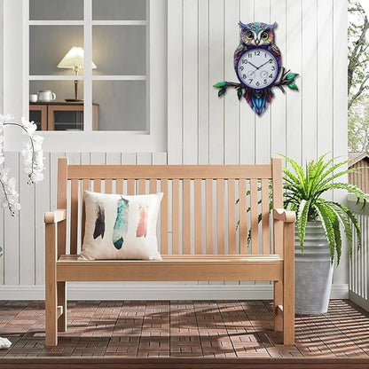 Large Outdoor Clock with Thermometer & Humidity, Owl Outdoor Wall Clock Silent No-Ticking Outside Clock for Patio, Living Room, Kitchen