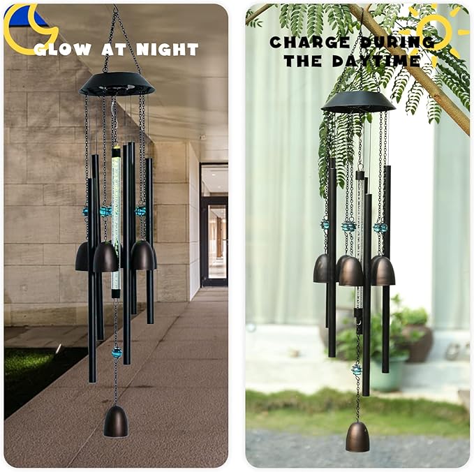 Taman Solar Wind Chime for Outside - 30" Led Color Changing Wind Chime Valentine's Day Gift Decorative Memorial Gift, for Home, Outdoor, Yard, Patio,Garden Decor