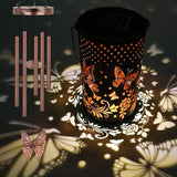 Solar Wind Chimes for Outside for Women Mom, Hanging Solar Lantern Memorial Wind Chimes, Butterfly Gifts Windchimes for Outdoors Christmas Garden Decor