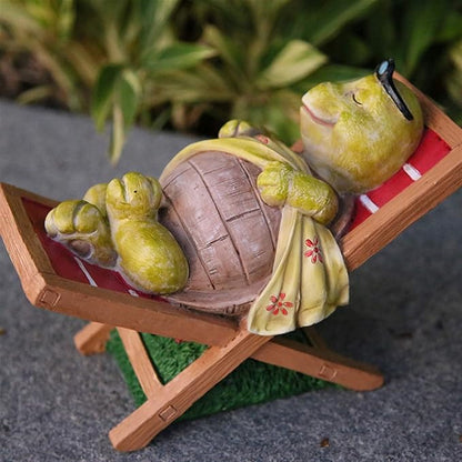 Garden Ornaments Outdoor Garden Animal Sculpture Creative Tortoise Leisure Chair Resin Statue Cute Animal Pastoral Decoration Home Ornament Crafts Garden Ornaments