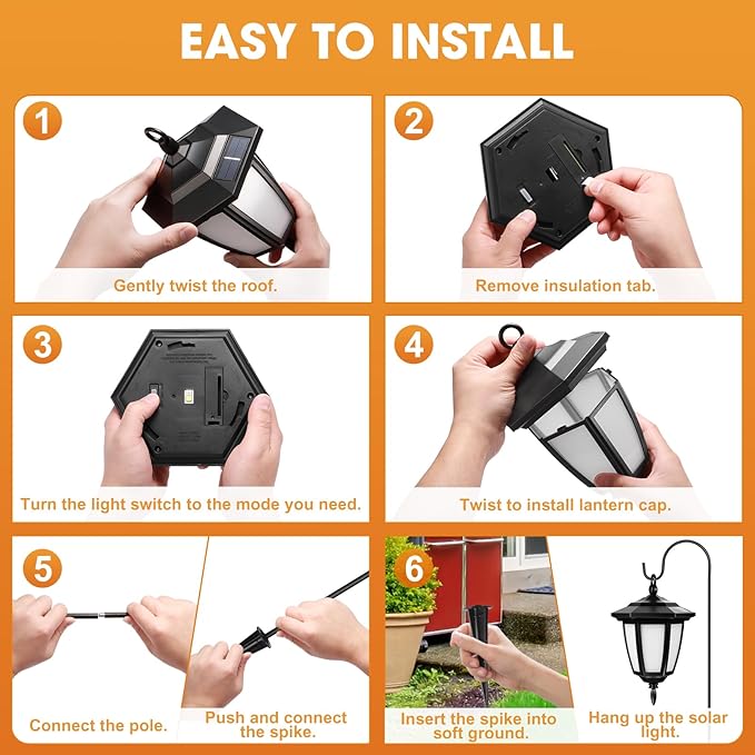 Viewsun 34 Inch Solar Hanging Lights, Shepherd Hook Lights with 4 Lighting Modes Waterproof Outdoor Decorative Solar Lantern Lights for Garden Decor, Patio, Backyard, Pathway, 4 Pack