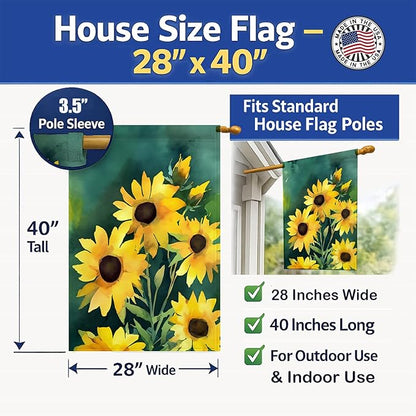 Caroline's Treasures Kentucky Goldenrod in Watercolor House Flag Large Porch Sleeve Pole Decorative Outside Yard Banner Artwork Wall Hanging, Polyester, House Size, Multicolor