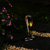 Solar Garden Outdoor Statues Snake with Solar Lights Outdoor Chrismtas Decorations - Lawn Decor Snake Statue for Patio, Balcony, Yard Ornament - Unique Housewarming Gifts (Bronze Colored)