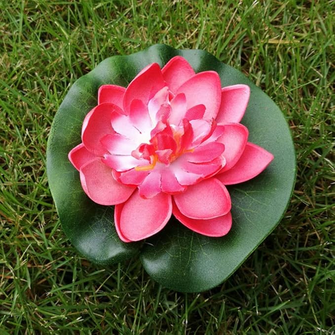 5Pcs Lily Pads for Ponds, Artificial Lotus- Water Lily Pads Leaves & Floating Foam Lotuses for Garden Fish Pond Aquarium Pool Wedding Decor