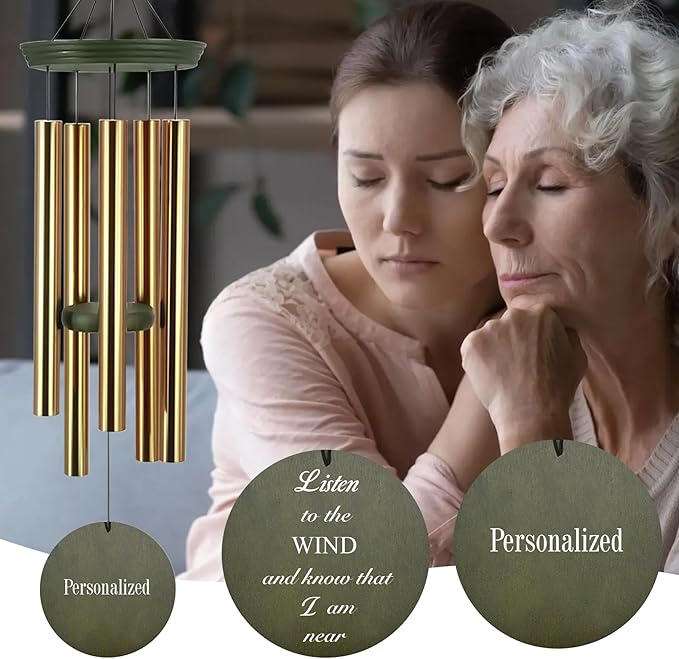 ASTARIN Memorial 36" Wind Chimes, Personalized Name Sympathy Wind Chime, in Memory of Loss Mom Loved One, Large Deep Tone Bereavement Windchimes, Listen to The Wind(Produced in USA)