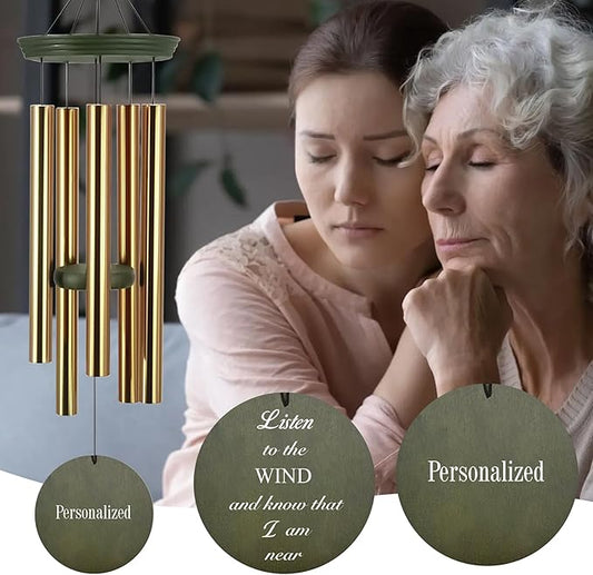 ASTARIN Memorial 36" Wind Chimes, Personalized Name Sympathy Wind Chime, in Memory of Loss Mom Loved One, Large Deep Tone Bereavement Windchimes, Listen to The Wind(Produced in USA)