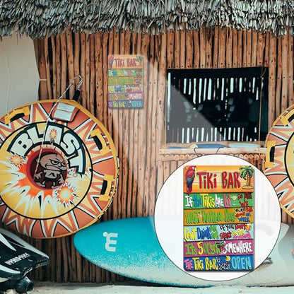 YOYI ART Tiki Bar Decor Beach Signs Tiki Bar Signs, Patio Signs Tiki Bar Accessories, Vintage Metal Welcome Tin Signs for Home, Patio, Outdoor, Pool and Backyard Wall Decor Art, 8 x 12 inch