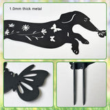 Pack 2 Dog Metal Garden Decor for Outside,Dachshund Silhouette Garden Stakes,Garden Statues for Yard,Lawn,Pathway