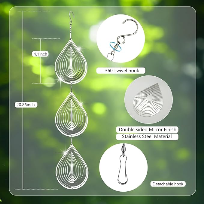 12Pcs Bird Scare Discs, 3 Set Highly Reflective Hanging Wind Spinners Outdoor Metal Bird Reflectors for Outside Garden Decor Lightweight Bird Devices to Scare Birds Away from Yard Porch