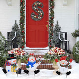 YEAHOME Outdoor Christmas Decorations, Stacked 3 Snowman Decorative Garden Stakes for Christmas Decor, Metal Yard Signs Xmas Decorations for Outside Garden Yard Lawn Porch Holiday Party