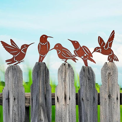 Rusty Metal Bird Garden Ornaments Weather Outdoor Decoration for Patios Yard Landscape Art Durability Outdoor Metal Animal Sculptures