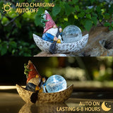 Rezpuao Garden Gnome Statue,Solar Gnomes Figurine,Outdoor Gnome Decor,Gnomes Decorations for Yard with Solar Light,Gnome Sculptures for Patio Lawn Ornaments
