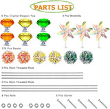148 PCS Beaded Garden Stakes Kit, DIY Fairy Wand Garden Stake Beads Kits with Assortment Large Hole Beads 6 Crystal Stopper Top Threaded Rods and 3 Colored Small Windmills for Outdoor Indoor Decor