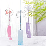 BENECREAT 3PCS Japanese Wind Chimes Pink/Blue/Purple Glass Wind Bells Handmade Pendants for Birthday Gift and Home Decoration