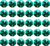 PATIKIL K9 Crystal Octagon Beads 2 Holes Pendants, 60 Pack 14mm Chandelier Prisms Parts Ornaments Hanging Beads for DIY Arts Crafts Decoration, Dark Green