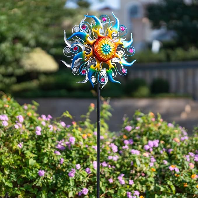 Wind Spinner Outdoor,Kinetic Metal Wind Spinner for Yard,Rustproof＆Waterproof Windmill,Wind Sculptures for Yard Decor 13 * 57 Inches