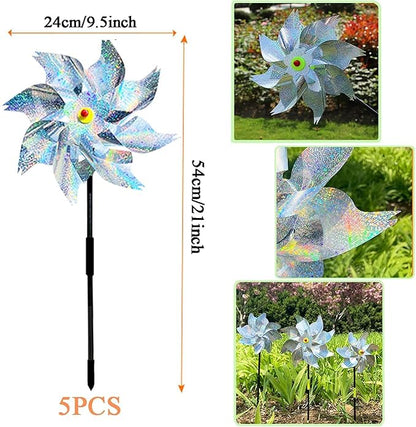 8 Pack Pinwheels for Yard and Garden,Reflective Pinwheels Bird Deterrents Pinwheels for Outside Pinwheel Devices Outdoor Pinwheels for Kids (Silvery Pinwheel 8)