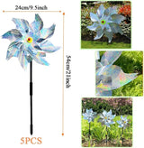 5 Pack Pinwheels for Yard and Garden,Reflective Pinwheels Bird Deterrents Pinwheels for Outside Pinwheel Devices Outdoor Pinwheels for Kids (Silvery Pinwheel 5)