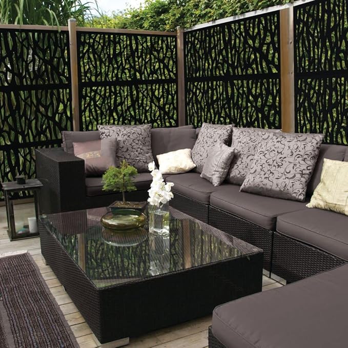 Barrette Outdoor Living 73030564 Sprig Decorative Screen Panel, Black