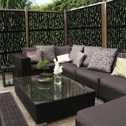 Barrette Outdoor Living 73030564 Sprig Decorative Screen Panel, Black