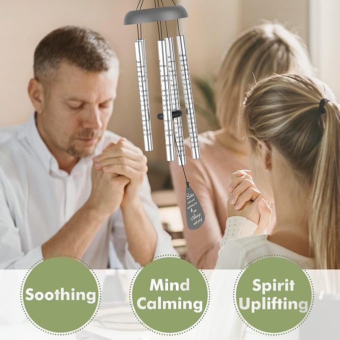 Memorial Gifts Wind Chimes for Outside - Sympathy Wind Chimes for Loss of Loved One Prime, Bereavement Gifts in Memory of Loved One, Sympathy Gift for Loss of Mother Father Condolence Remembrance,Gray