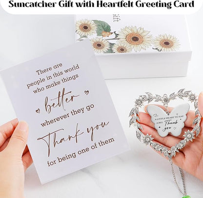 Thank You Gift for Women Men, Suncatcher Gift with Engraved Thank You Message, Personalized Rainbow Maker for Teacher Coworkers Nurse Friend, Unique Appreciation Crystal Ornament