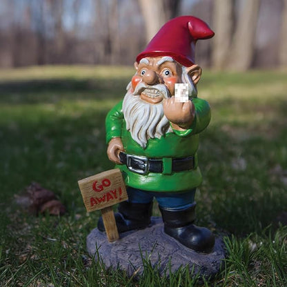 BigMouth Inc Go Away Garden Gnome Statue, Funny Outdoor Lawn & Yard Figurine, Housewarming Gag Gift Sculpture Decorations