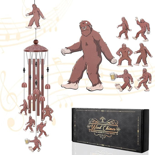 Colorful Bigfoot Wind Chimes Outdoor,Funny Metal Windchimes for Garden Patio Yard Decor Playful Sasquatch Gifts Novelty Bigfoot Lovers Present Father's Day Birthday Gift for Dad Grandpa