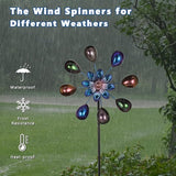 DREAMYSOUL Wind Spinners Outdoor, 10" Dia Colorful Metal Pinwheels for Yard and Garden, Kinetic Wind Sculptures & Spinner Outside (Purple Flowers)