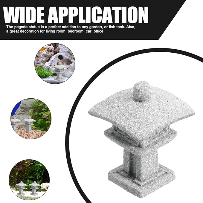 POPETPOP 2 Pcs Miniature Pagoda Statue Japanese Style Lantern Garden Decor for Indoor Outdoor Zen Micro Landscape Aquarium Bonsai