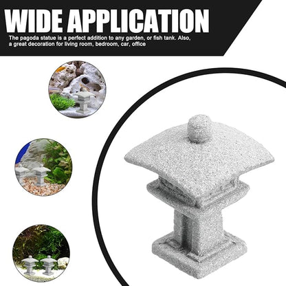 POPETPOP 2 Pcs Miniature Pagoda Statue Japanese Style Lantern Garden Decor for Indoor Outdoor Zen Micro Landscape Aquarium Bonsai