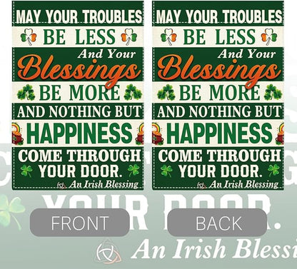 St Patricks Day Irish Blessing Garden Flag Lucky Shamrock Irish March Garden Flag Happy St Patricks Day Double Sided Outdoor House Flag for Outside Yard Decorations 12×18 Inch