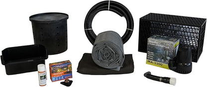 HALF OFF PONDS Simply Waterfalls 3200 Pond Free Waterfall Kit with MatrixBlox, with 10 ft by 20 ft EPDM Liner and Manta 3300 GPH Submersible Pump - PSANB1