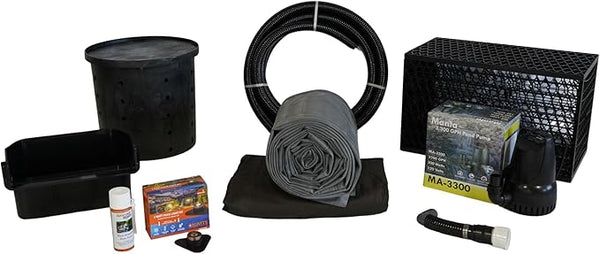 HALF OFF PONDS Simply Waterfalls 3200 Pond Free Waterfall Kit with MatrixBlox, with 10 ft by 15 ft EPDM Liner and Manta 3300 GPH Submersible Pump - PSANB2