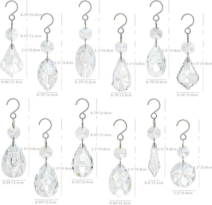 kanpura Crystal Chandelier Prisms,Crystal Sun Catcher Kit,Rainbow Hanging Crystals Suncatcher for Window, Christmas Tree,Home Decor(Clear,12pcs)
