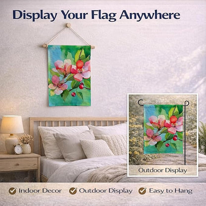 Caroline's Treasures Arkansas Apple Blossom in Watercolor Garden Flag Mailbox Flag Decorative Yard Flag Banner Outside Patio Artwork Yard Flower Beds, Garden Size, Multicolor