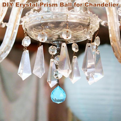 M METERXITY 20-Pack Crystal Ball Prisms, 24mm/0.94 Inch Chandelier Pendant Maker Hanging Crystals Chandelier Prisms for Home/Windows/Garden/DIY Decoration[Blue]