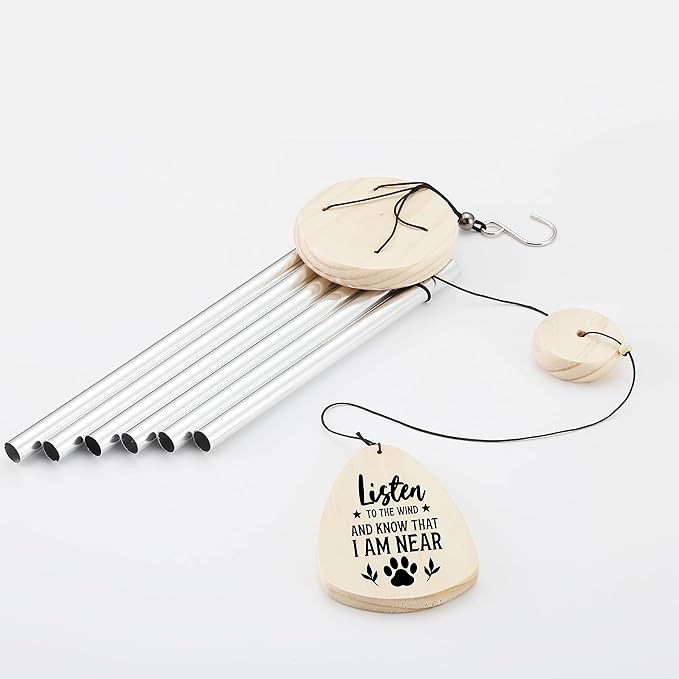 Listen to The Wind Memorial Wind Chime, Pet Dog Cat Remembrance Sympathy Gift for Windchimes Outdoor Garden Yard Porch Patio Décor, Remembering Family Pet